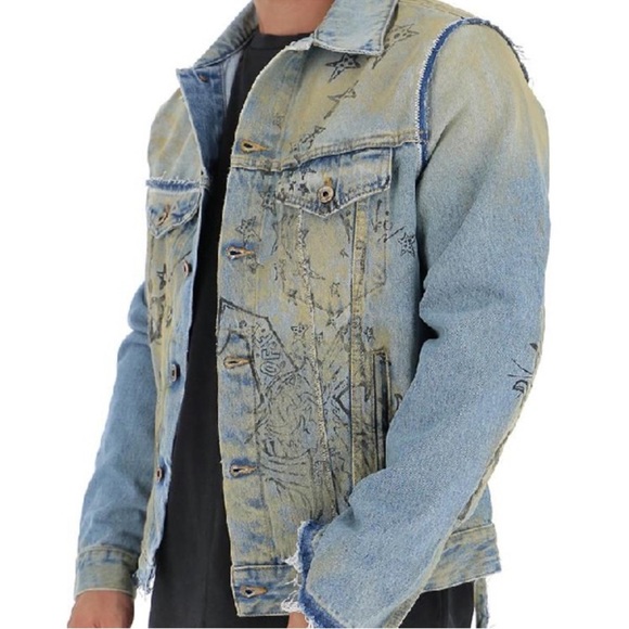 Unisex Off-White Virgil Abloh Denim Coat Graffiti - Picture 1 of 12